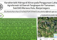 Karakteristik Hidrograf Aliran pada Penggunaan Lahan Agroforestri di Daerah Tangkapan Air Tamansari, Sub DAS Merawu Hulu, Banjarnegara