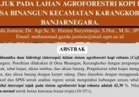 Intersepsi Tajuk pada Lahan Agroforestri Kopi Robusta (Coffea canephora) di Desa Binangun Kecamatan Karangkobar Kabupaten Banjarnegara