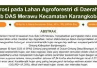 Prediksi Erosi pada Lahan Agroforestri di Daerah Tangkapan Air Gintung Sub DAS Merawu Kecamatan Karangkobar, Banjarnegara